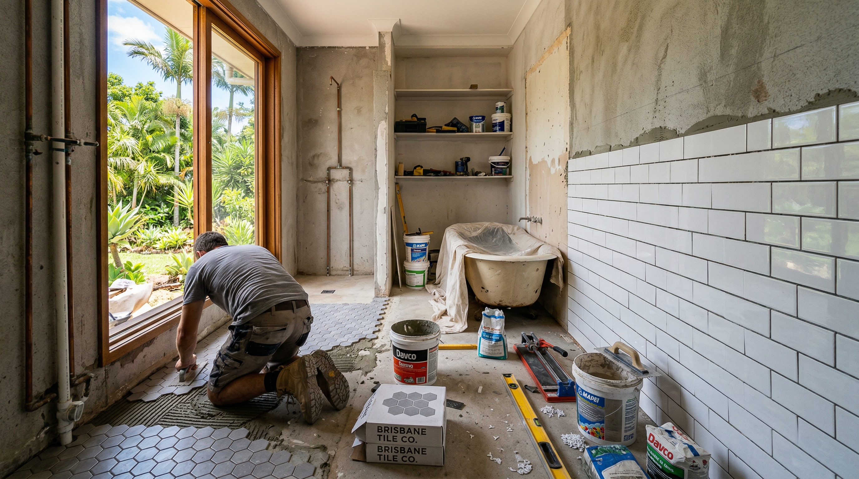 Brisbane bathroom mid-renovation